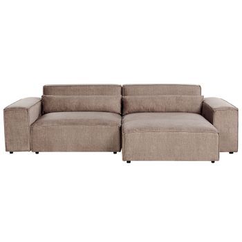 Moderno Sofá Esquinero Modular 2 Plazas Tapizado De Tela Marrón Izquierdo  Hellnar