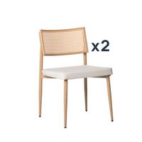 pack 2 sillas tapizadas beige y ratan klast home 48 x 79 cm - beige