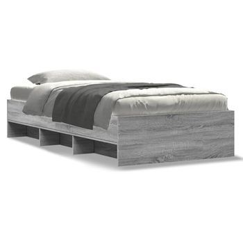 Cama Individual | Cama De Adulto | Estructura De Cama Madera De Ingeniería Gris Sonoma 100x200 Cm