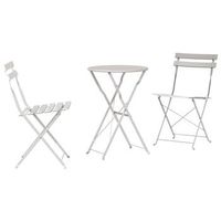 conjunto de bistro plegable 3 piezas  mueble de jardin beige acero