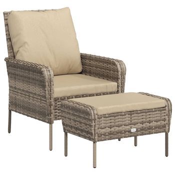 Sillón De Jardín | Silla De Jardín Con Reposapiés Ratán Sintético Marrón Claro