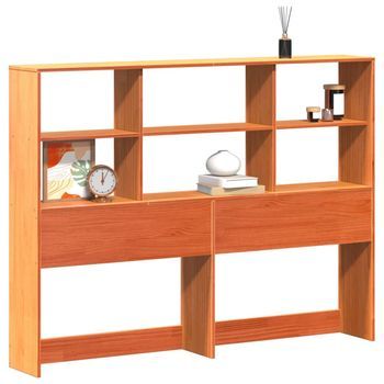 Cabecero De Cama Almacenaje Madera Maciza Pino Marrón 150 Cm