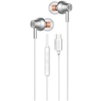 auriculares qubo au-300c con cable usb-c microfono control remoto blanco