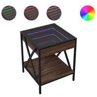 mesita de noche  mesilla de noche con infinity led marron roble 40x40x49 cm
