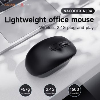 Ratón inalámbrico Ajazz NJ04 con conexión 2.4G, ideal para oficina, con botones luminosos y sonoros, DPI de 1600, 125 Hz, acabado mate, resistente al sudor y ligero (57 g).