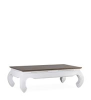 mesa de centro de madera marron y blanca anch 125 cm