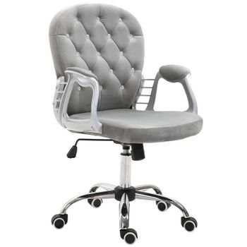 Vinsetto Silla De Escritorio Tapizada En Terciopelo Carga 120 Kg Gris