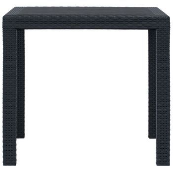 Mesa De Jardín | Mesa De Exterior Plástico Aspecto Ratán Gris Antracita 79x79x72 Cm
