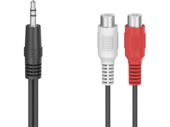 Adaptador Jack a RCA - Hama 00205185, 3.5 mm Plug, Stereo, Negro + 2 enchufe