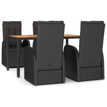 Set De Muebles Jardín 5 Pzas Con Cojines Ratán Sintético Negro Vidaxl