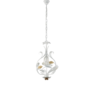 Lámpara De Araña De Hierro Lacado En Blanco Shabby Chic, 1 Luz, 112 Cm, Ø33 Cm, Bl274-1-bco