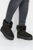 botas anchas negras con plataforma cuello pelo sintetico