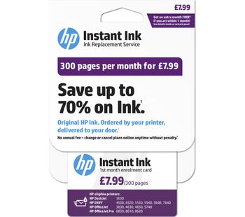 HP Instant Ink Enrollment card - 300 pages per month
