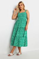 yours vestido verde nido de abeja de tirantes con flores  mujer curvy y tallas grandes yours