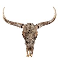 trofeo de pared marron con cabeza de bufalo tallada 73x73 cm