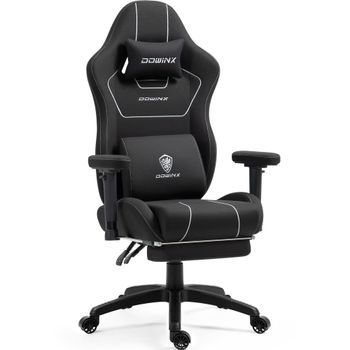Dowinx Silla Gaming Ergonómica, Con Reposapiés Y Masaje Lumbar, Respaldo Regulable, Color Negro