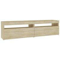 2 uds muebles tv  mueble de salon  armario tv con luces led roble sonoma 75x35x40 cm