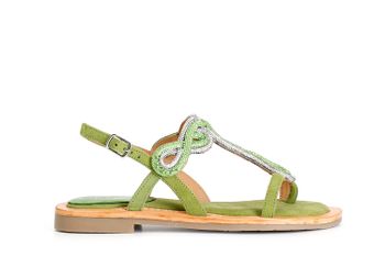 sandalias chanclas de ante con accesorios de pedrería green
