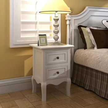 Mesitas De Noche (2 Uds) - Mueble De Dormitorio - Mdf Y Pino - Blanco (34.5x30x49cm)