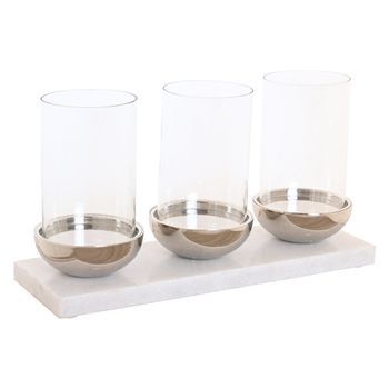 Portavela Marmol Cristal 40x13x22 Triple Blanco