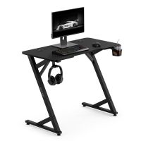 mesa gaming sense7 vamo 100x50 cm acero y textura fibra carbono negra