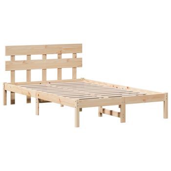 Cama Matrimonial | Cama Para Adulto | Estructura De Cama Marrón 120 X 200 Cm Madera Maciza De Pino