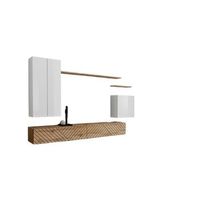 conjunto de muebles para sala switch ii de diseno color blanco y roble wotan acabados en blanco brillante y roble fresado