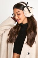 orejeras de pelo sintetico con lazo beige