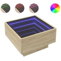 mesa de cafe - mesa de centro y led madera ingenieria roble sonoma 50x50x30 cm