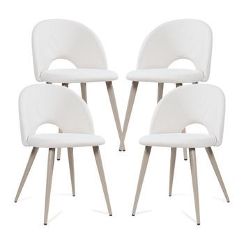Juego De 4 Sillas De Comedor Karijoki Textil 77x50x55 Cm Beige [en.casa]