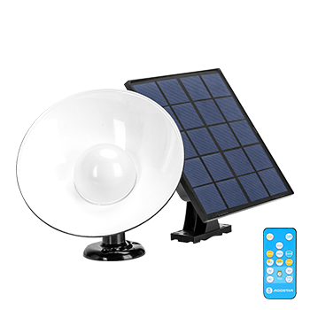 Aigostar Luz Solar Exterior 50W 500LM Aplique Solar Exterior con mando a distancia IP65 Lámpara Solar Exterior regulable: 6500K/3000K/4000K.Luces Solares Exterior con cable de 3 m