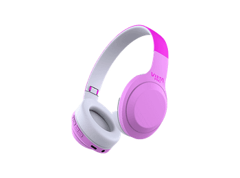 Auriculares infantiles - Vieta Pro Kids 2, Diadema, Hasta 15 hs,Inalámbrico, Radio FM, Protección -85db, Rosa/Blanco