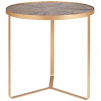 mesa auxiliar de vidrio y hierro forjado color negro y dorado