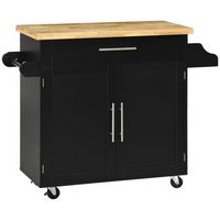 carrito de cocina de 109x40x89cm encimera especiero toalla negro