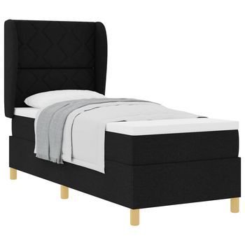 Cama Tipo Box Spring Con Cabecera Manual Negro 200 X 80 Cm Tela Vidaxl