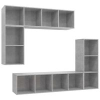 set de muebles de tv  muebles de salon 4 pzas madera contrachapada gris hormigon cfw44088