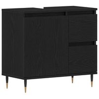 gabinete de bano  armario de bano con cajon roble negro 65 x 33 x 60 cm