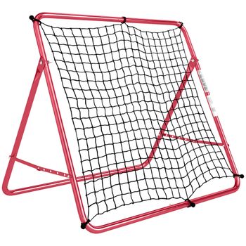 SPORTNOW Red de Rebote para Fútbol Portátil, 5 Ángulos Ajustables, Acero y Nylon de Doble Capa, 103x72x89cm, Rojo