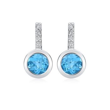 14 quilates pendientes 2 topacios 8 diamantes
