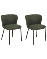 conjunto de 2 sillas de comedor  tela verde oscuro