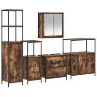 juego de muebles de bano  armario de bano 5 piezas marron madera de ingenieria