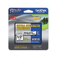 brother tzes231 original p-touch extra strength label tape - 12 x 26 ft 12mm x 8m black on white