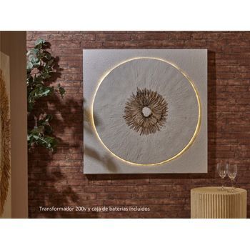 Oleo Abstr. Circulo Con Centro En Rafia  Led 100x3x100cm