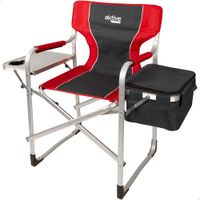 silla camping director plegable con mesa y bolsa termica 61x52x92 cm rojo y gris