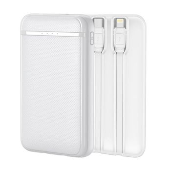 Power Bank Cool 5000 mAh con Cables USB-C / Lightning Blanco
