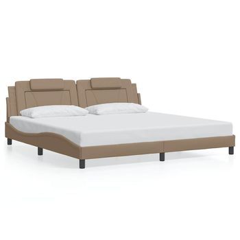 Estructura De Cama Viana Sin Colchón Cuero Sintético Capuchino 200x200cm Vidaxl