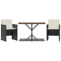mesita y sillas con cojines 3 uds  conjunto de mesa y sillas ratan sintetico negro