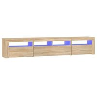 mueble de tv  mueble de salon  gabinete de tv con luces led roble sonoma 210x35x40 cm