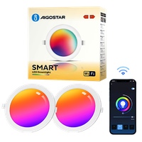 aigostar 9w inteligente downlight led techo emportrable foco led o175mm x 265mm redondo ultradelgado wifi app control rgb y blanco regulable compatible con alexa y google para salon cocina 2 pack