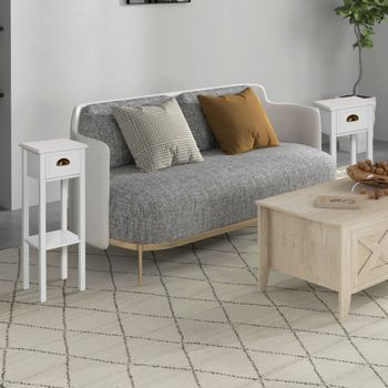 2 Mesas Auxiliares De Mdf Homcom 30x30x75 Cm Blanco